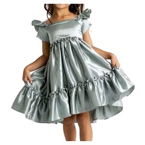 Joyfolie | Western Prairie Cottagecore Lorelei Dress Seaglass Satin | 8